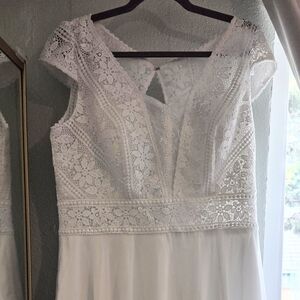 Embellished White V-Neck Bridal Gown